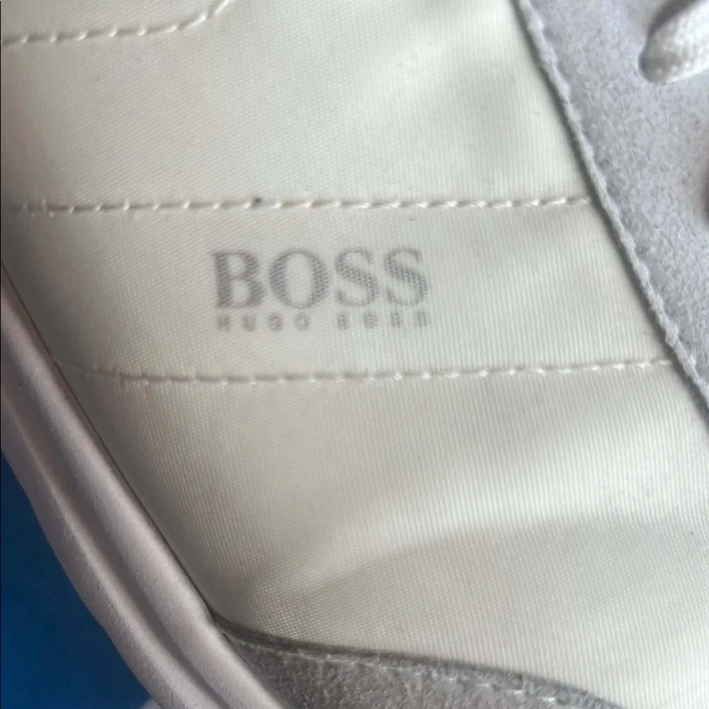 Hugo Boss White & Light Gray Men's Low-Top Sneakers